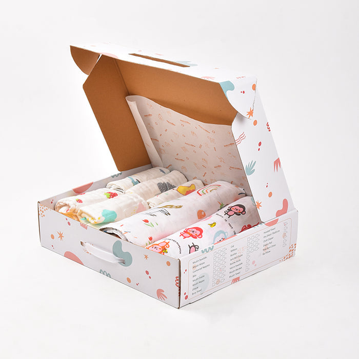 BABY UNISEX SUPERSOFT  ORGANIC COTTON MUSLIN -9 PIECES GIFT SET