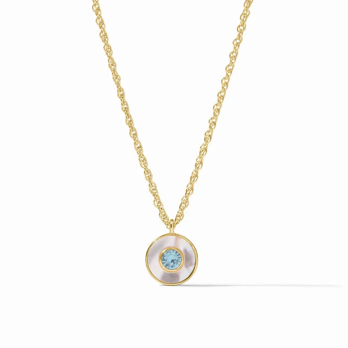 Colette Circle Delicate Necklace (Chalcedony Blue)