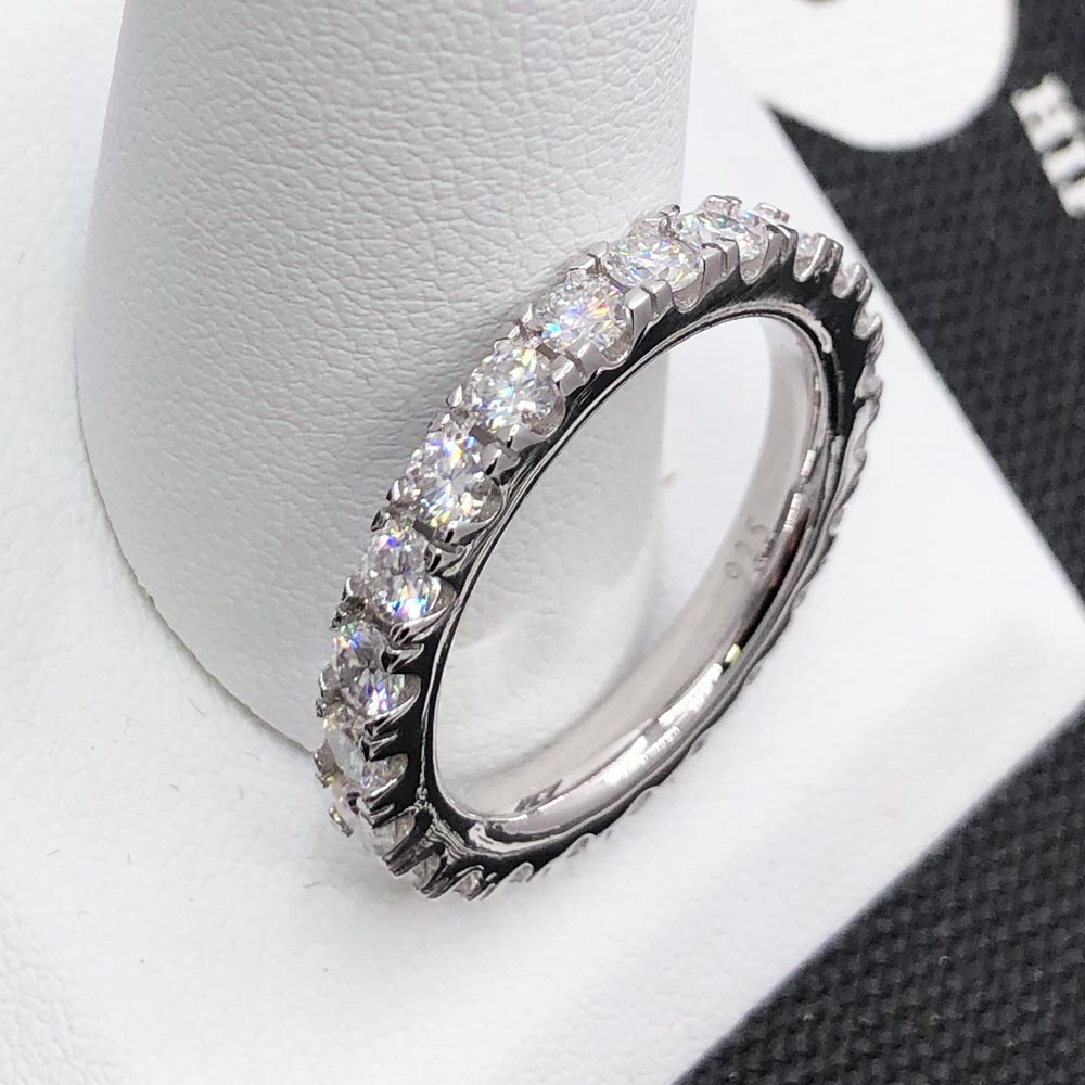 Eternity Band 3MM VVS Moissanite Ring .925 Sterling Silver