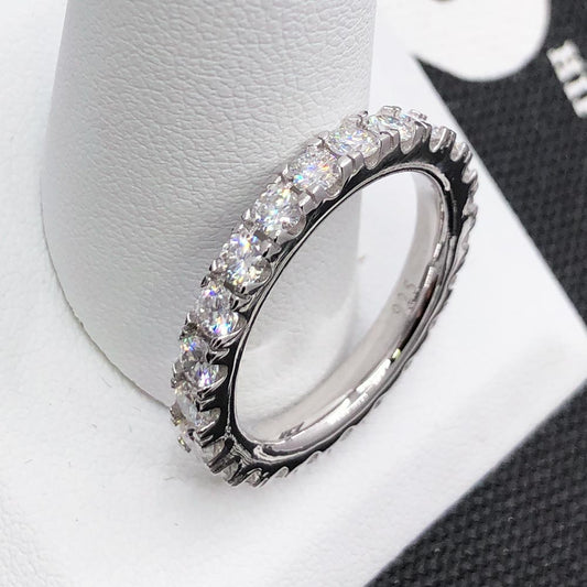 Eternity Band 3MM VVS Moissanite Ring .925 Sterling Silver