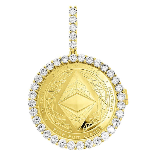 Ethereum Classic Coin Iced Out Frame Pendant