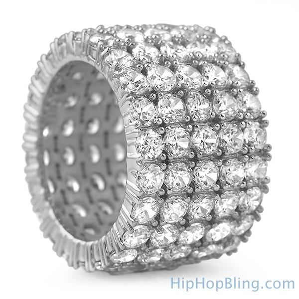 Fat 5 Row 360 Eternity Rhodium CZ Ring