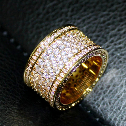 Fat 6 Row Eternity Bling Bling CZ Ring in Gold