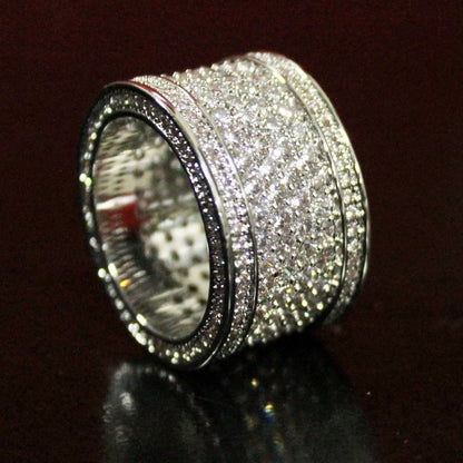 Fat 6 Row Eternity Bling Bling CZ Ring in Rhodium