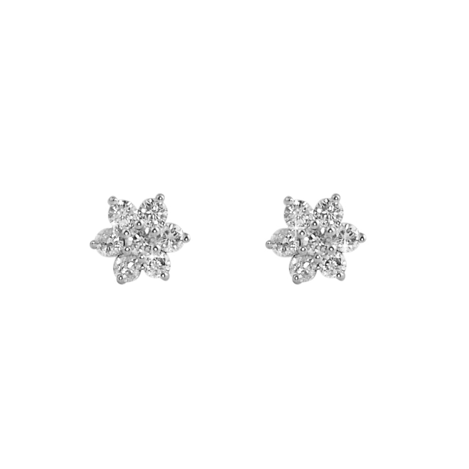Flower Diamond Earrings .41cttw 10K Yellow Gold