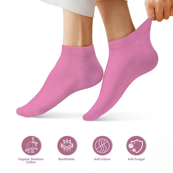 Footprints Bamboo Ankle Casual Socks | Odor-Free & Breathable | Extra soft | Anti-bacterial | Sports Hiking Casual Wear Running Socks for Women | Multicolor | Pack of 3