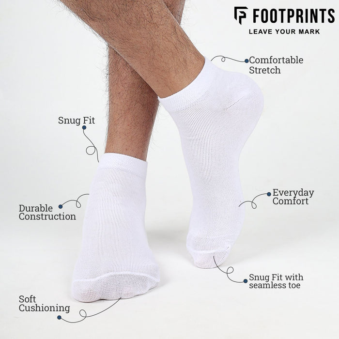 FOOTPRINTS Unisex Solid Cotton Ankle-Length Socks -Pack Of 3