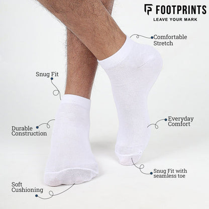 FOOTPRINTS Unisex Solid Cotton Ankle-Length Socks -Pack Of 3