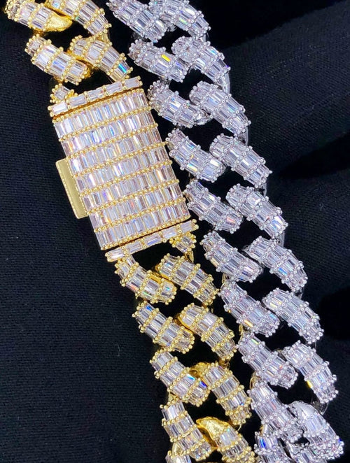 Full Baguette Cuban Hip Hop Bling Bling CZ Iced Out Chain