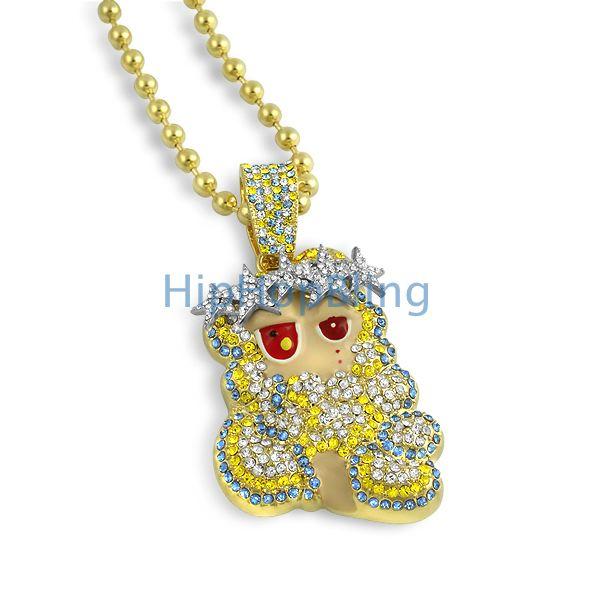 Gold Cartoon Jesus Piece Custom Made Kanye West Style