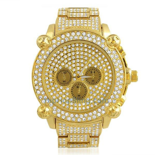 Gold Chrono Bling Bling Custom Hip Hop Watch
