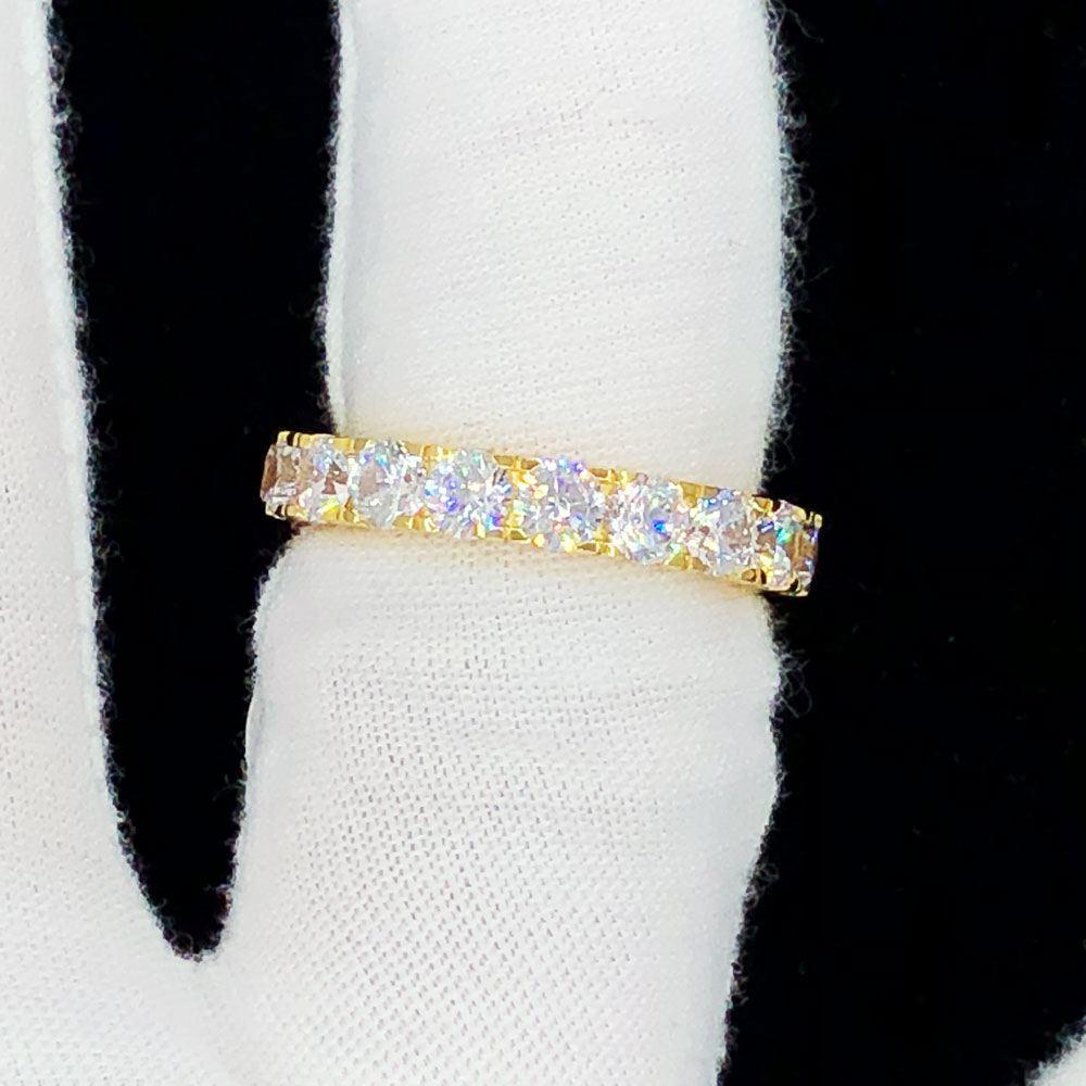 Gold Eternity 4MM CZ Iced Out Ring .925 Sterling Silver