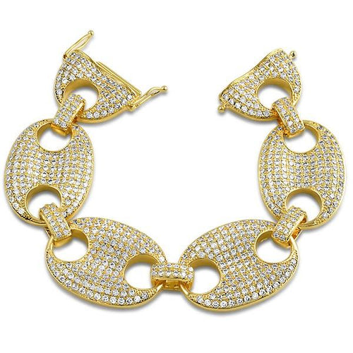 Gold Marine 24MM Link CZ Bling Bling Bracelet