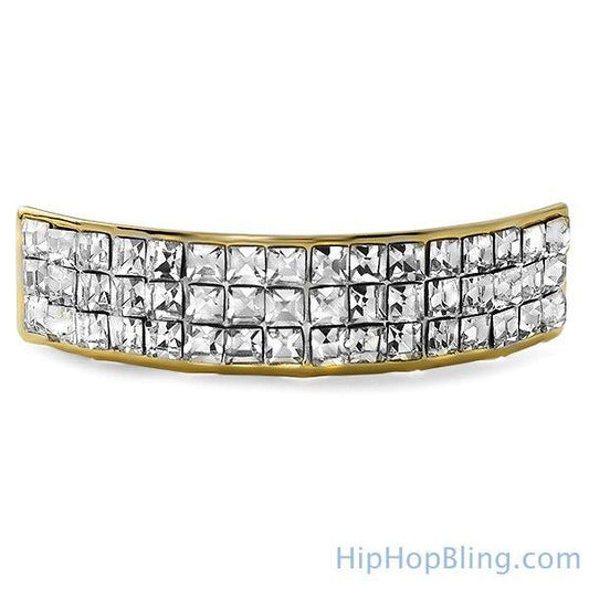 Gold Princess Cut Bling Bling Custom Grillz Top