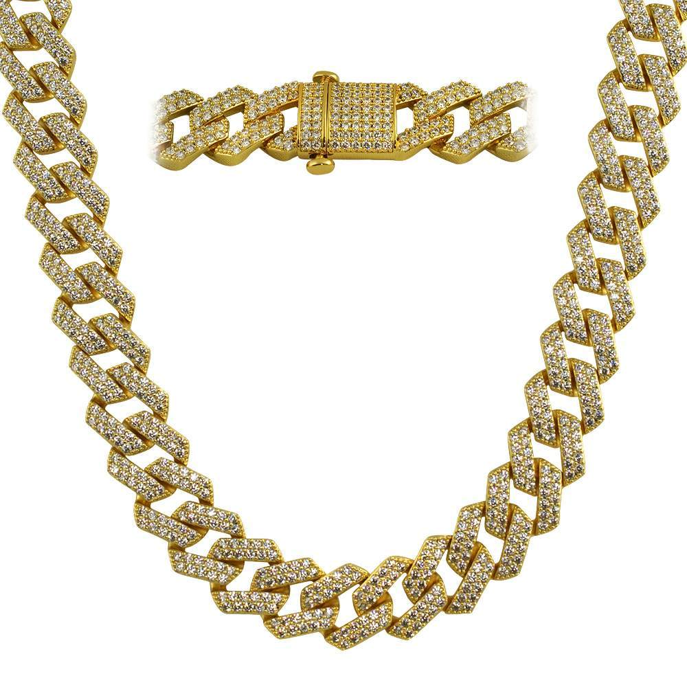 Gold Turkish Cuban 19MM CZ Hip Hop Iced Out Chain