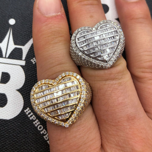 Heart Baguette Diamond Ring 3.90cttw 10K Gold