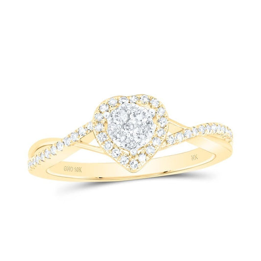 Heart Braid Band Diamond Ring 1/3cttw 10K Gold