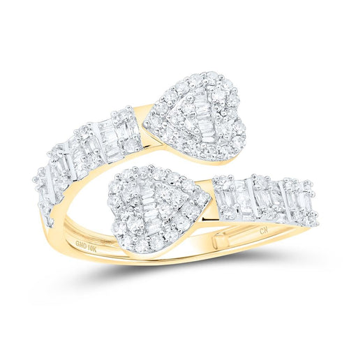 Heart Wrap Baguette Diamond Ring 5/8cttw 10K Gold