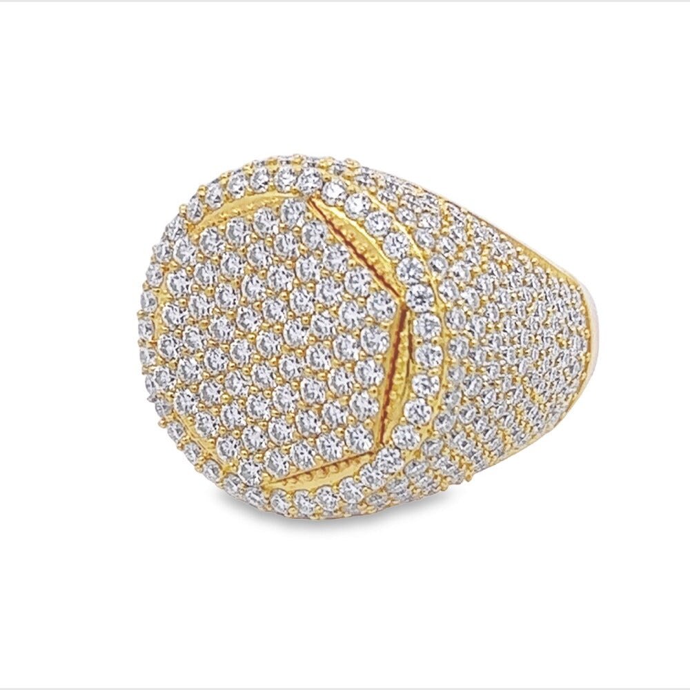 Hex Circle Iced Out VVS Moissanite Ring .925 Sterling Silver