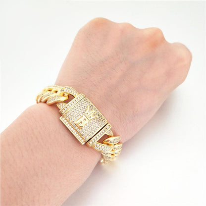 Hip Hop Bling 15MM Cuban Iced Bracelet