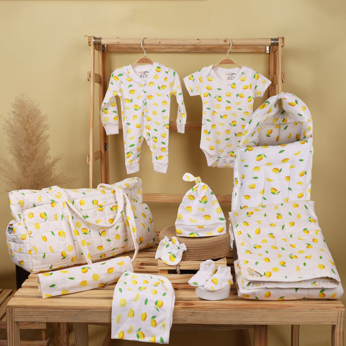 Hospital Kit for Newborn baby | Organic Cotton Gift Set | 10 Items | Lemon