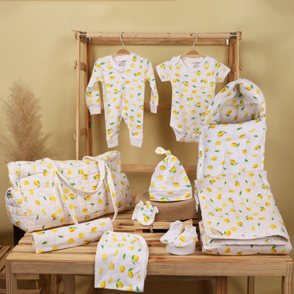 Hospital Kit for Newborn baby | Organic Cotton Gift Set | 10 Items | Lemon