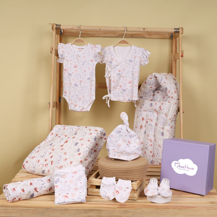 Hospital Kit for Newborn baby | Organic Cotton Gift Set | 9 Items | Blossom