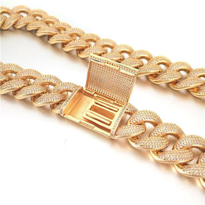 HUGE 24MM 3D Cuban Bling Bling Chain White/Yellow Gold