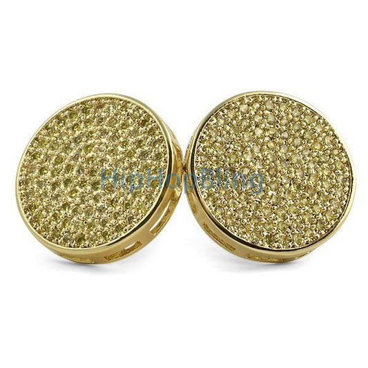 Jumbo Circle Lemonade CZ Bling Bling Earrings