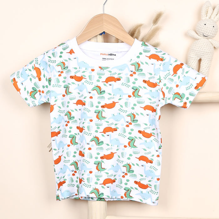 Kids Organic Cotton Co-Ord Set | T-Shirt & Shorts- Blue | Dino