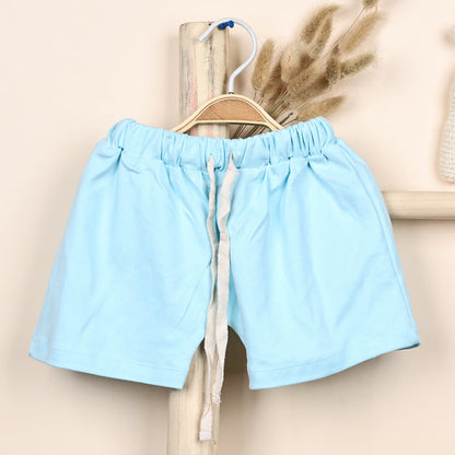 Kids Organic Cotton Co-Ord Set | T-Shirt & Shorts- Blue | Dino