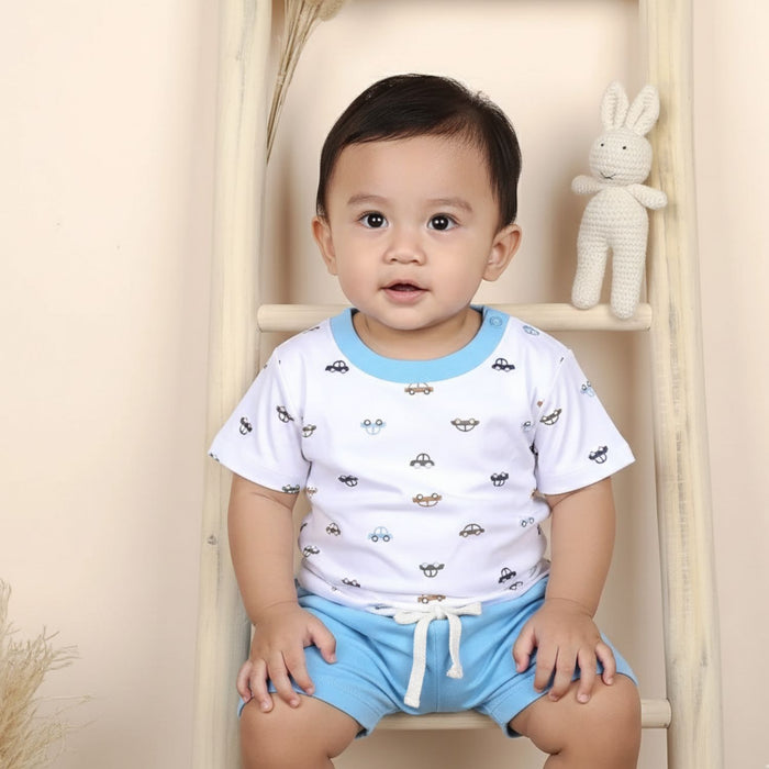 Kids Organic Cotton Co-Ord Set | T-Shirt & Shorts | Car