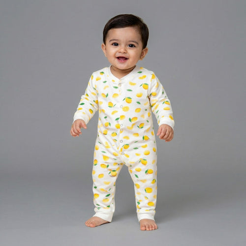 Kids Organic Cotton Full Body Romper | Lemon