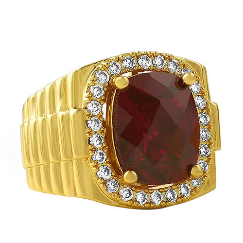 Lab Ruby CZ Gold Ring