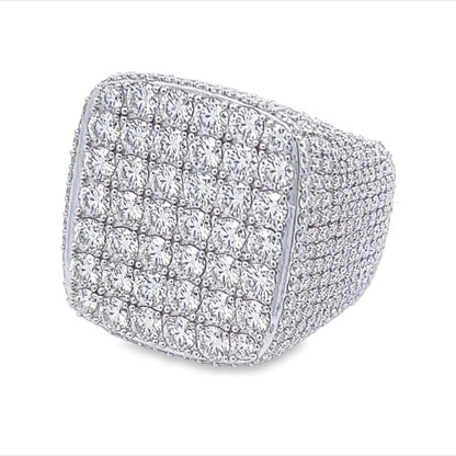 Large Cushion Iced Out VVS Moissanite Ring .925 Sterling Silver