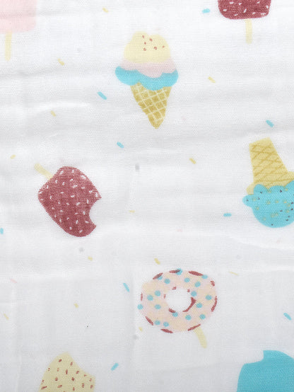 Moms Home Baby Super Soft Absorbent Muslin 6 Layer Towel | 60x120 CM | Ice- Cream