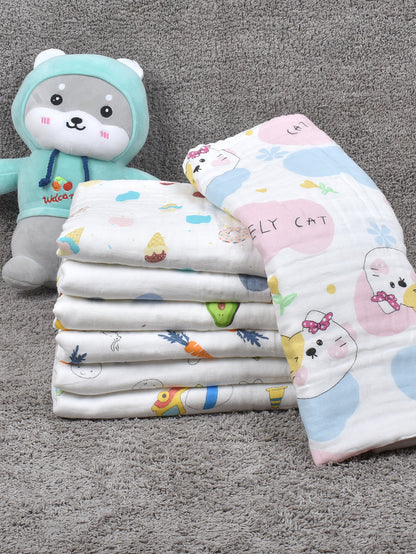 Moms Home Baby Super Soft Absorbent Muslin 6 Layer Towel | 60x120 CM | Ice- Cream