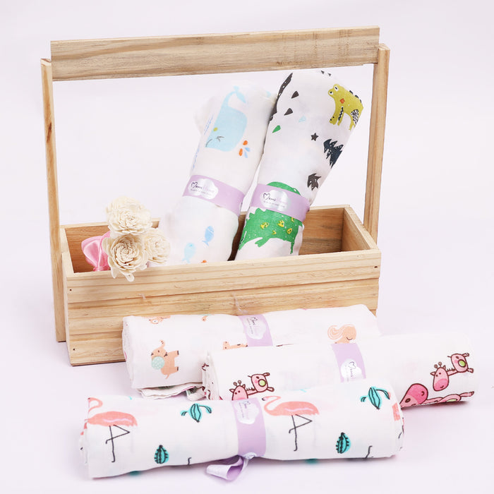 Mom's Home Organic Cotton Baby Muslin Cloth Swaddle | 0-12 Months (Pack of 5)