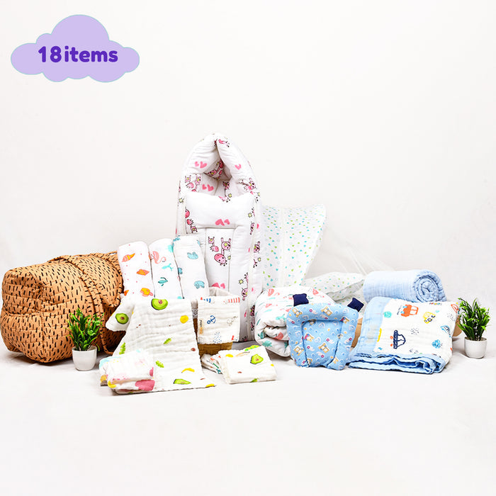 Moms Home supersoft Baby Organic cotton Muslin 18 pieces gift set