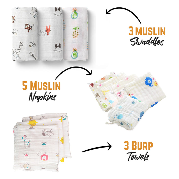Moms Home supersoft Baby Organic cotton Muslin 18 pieces gift set