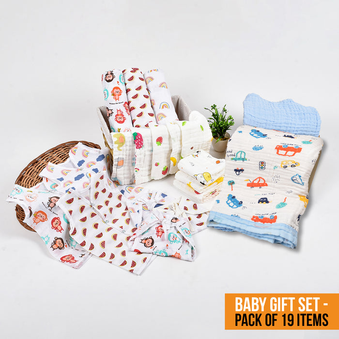 Moms Home Supersoft Baby Organic cotton Muslin 19 pieces gift set
