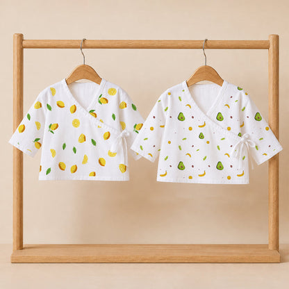 Muslin Front Open Kimono For New Born Baby | Pack of 2