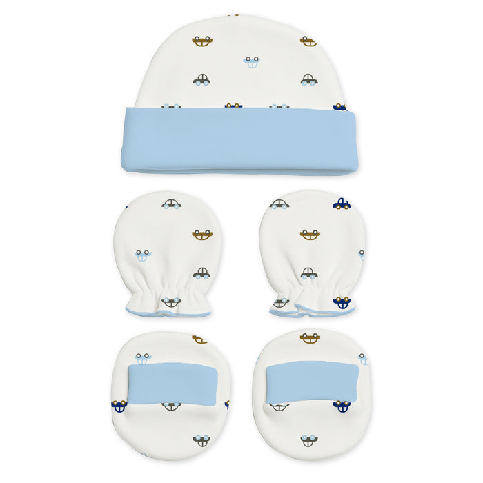 New Born Baby Cap Mitten Bootie Set | Pack of 4 | Mixed Design