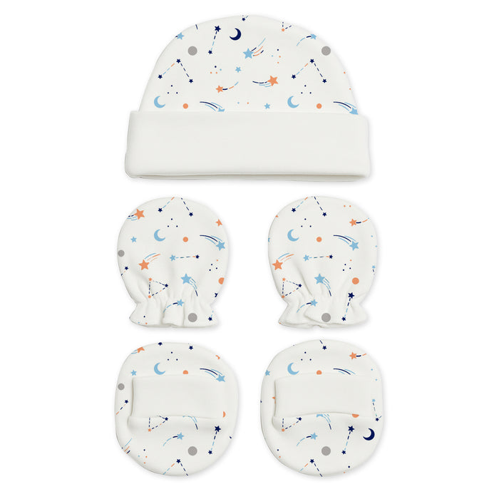 New Born Baby Cap Mitten Bootie Set | Pack of 4 | Mixed Design