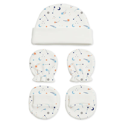 New Born Baby Cap Mitten Bootie Set | Pack of 4 | Mixed Design