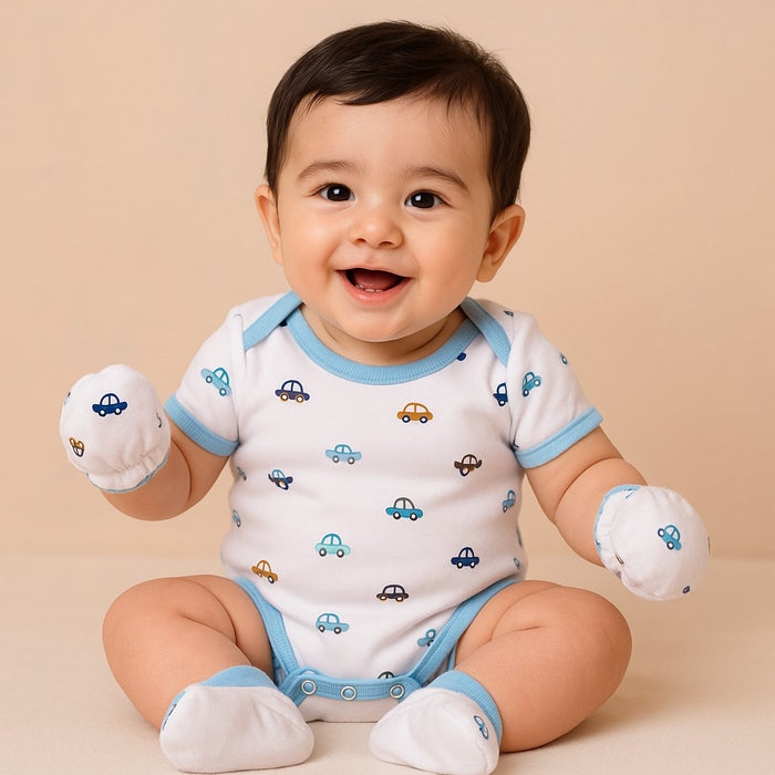 Organic Cotton Baby Essentials Gift Set | Baby Shower Gift Hamper | Baby Clothing Gift Combo | Car | Pack of 10