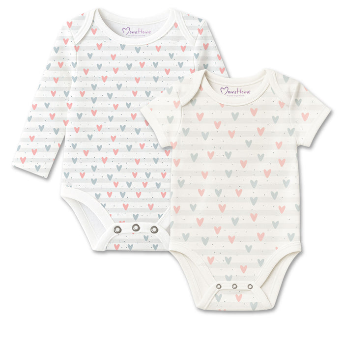 Organic Cotton Baby Full & Half Sleeve Onesie | Little Hearts | Pack of 2