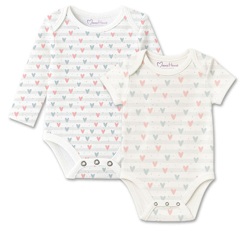 Organic Cotton Baby Full & Half Sleeve Onesie | Little Hearts | Pack of 2