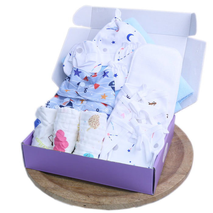 Organic Cotton Diaper Gift Combo Set For New Born Baby | Pack of 12 | Mix Desgin | 0- 6 Months