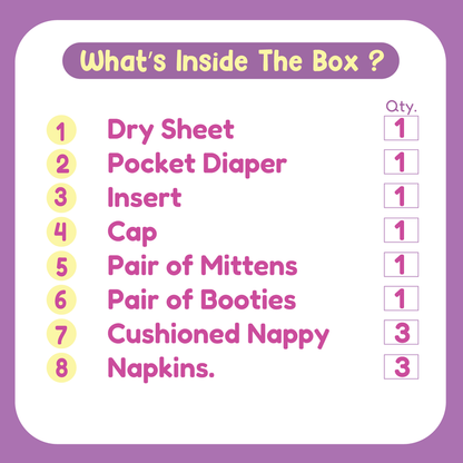 Organic Cotton Diaper Gift Combo Set For New Born Baby | Pack of 12 | Mix Desgin | 0- 6 Months